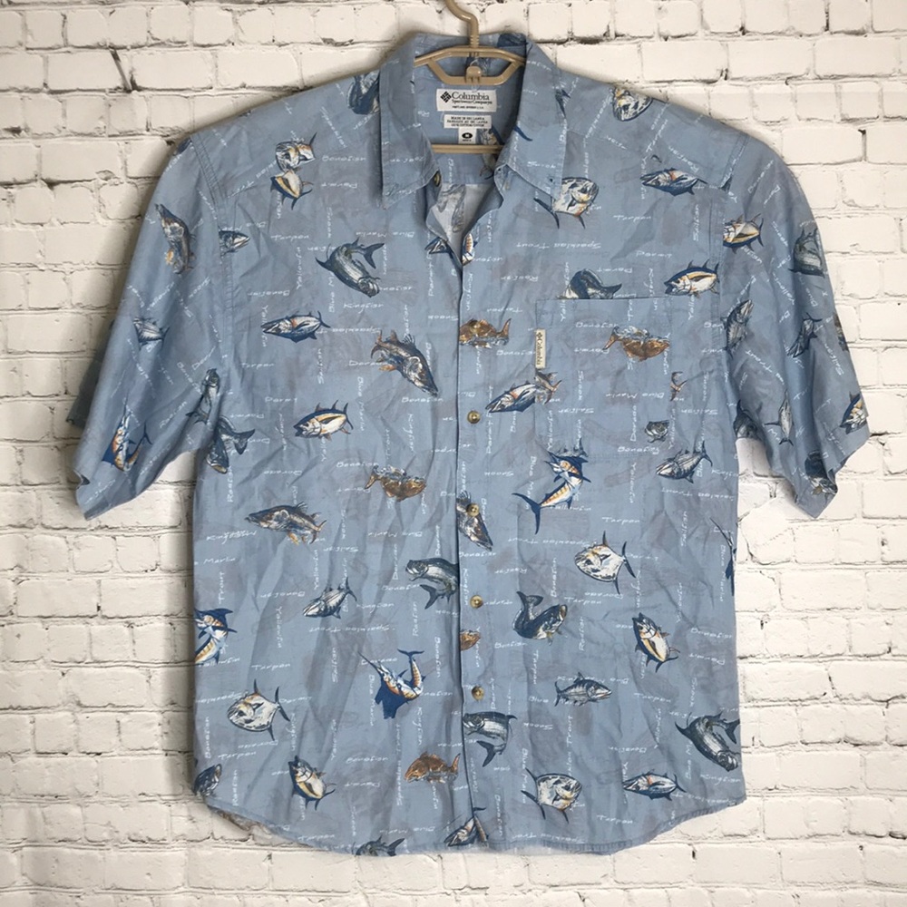 Columbia hawaiian button down shirt